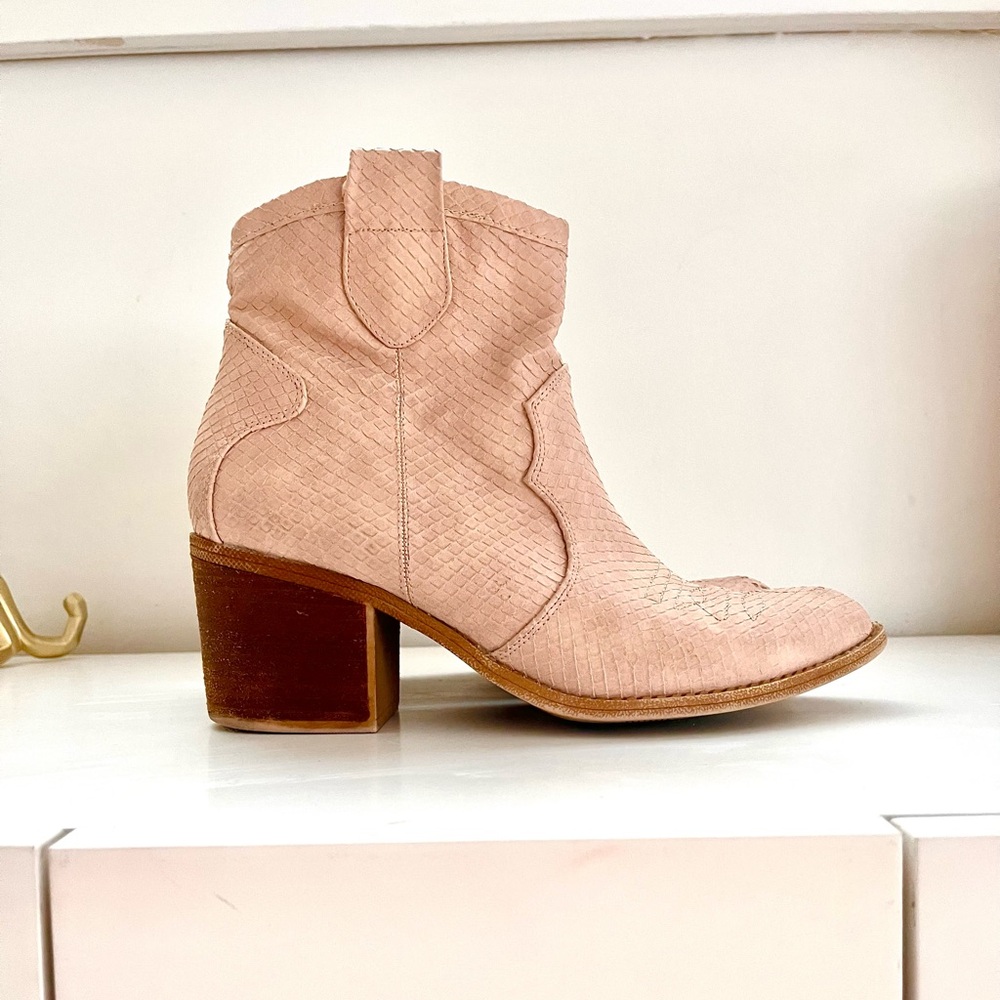 ‘Dirty Laundry’ Distressed Pink Ankle Boots - Picture 2 of 4